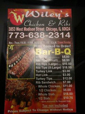 Wileys Chicken & Ribs menu 3